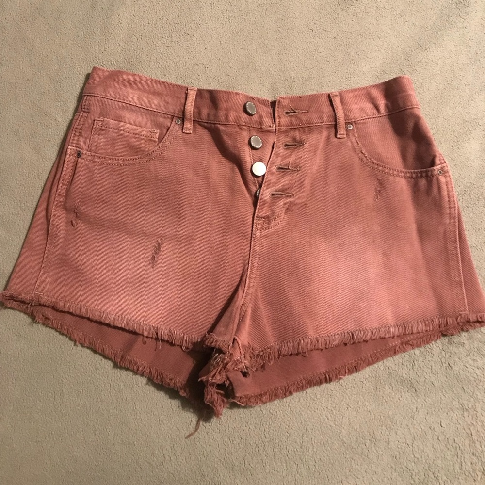Pink denim shorts